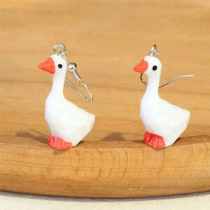 Cute funny white orange bird charm jewelry duck earrings women's accessories For